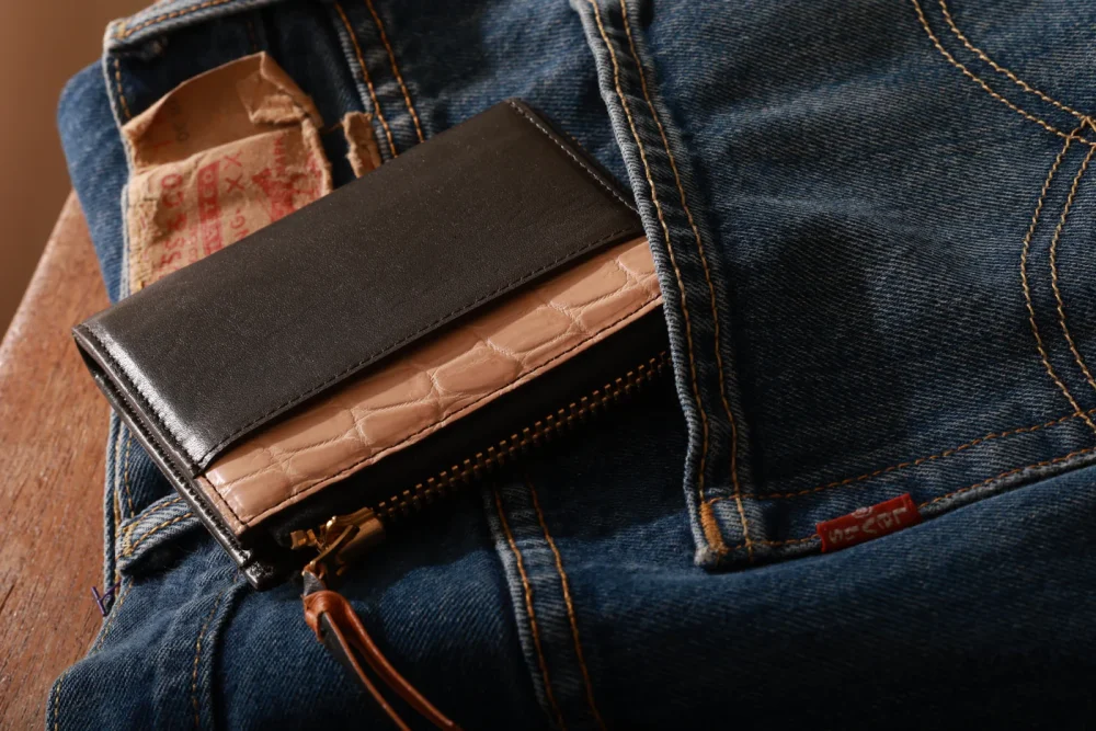 池田工芸 × Lightning 純国産「茶芯」ホースハイド×「ヌメ」クロコダイル L字ファスナー財布　T-Core Leather Lover wallet【公式オンライン限定】